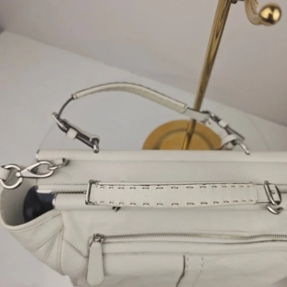 Coach Pinnacle Louisa Satchel Shoulder Bag Leather White Crossbody